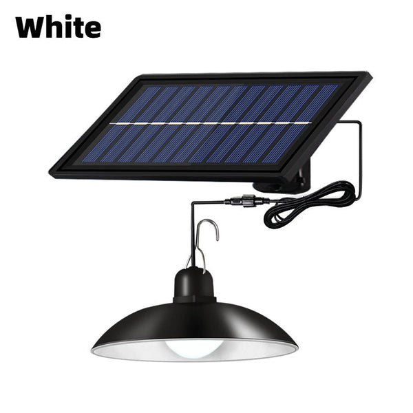 Solar Pendant Light With Remote Control Outdoor Waterproof LED Hanging Lamp 2 Head Ceiling Light