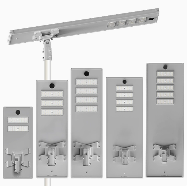 JCS06 All In One LED Solar Street Light 20W-120W, IP66 Waterproof Outdoor Solar Road Lamp with Philips 3030 LED, Lithium Iron Phosphate Battery & Human Microwave Induction Main image