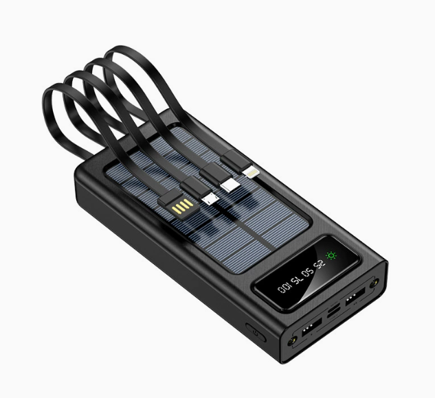 PowerBank Original Solar Powerbank Waterproof with 4 Cables Fast Charger Digital