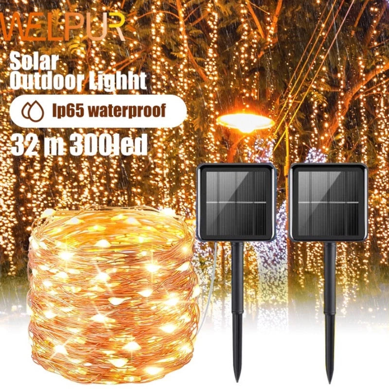 Solar String Lights Copper Wire String Lights Garden Light Outdoor Waterproof Christmas Decoration
