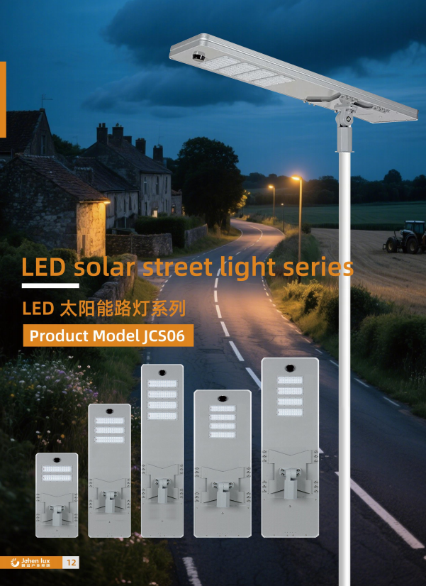 JCS06 All In One LED Solar Street Light 20W-120W, IP66 Waterproof Outdoor Solar Road Lamp with Philips 3030 LED, Lithium Iron Phosphate Battery & Human Microwave Induction