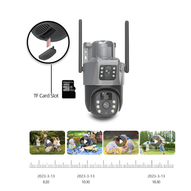 4G Dual Lens Solar PTZ Camera HD Night Vision Outdoor 360° Home Security Camera