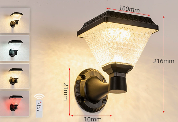 Solar Outdoor Garden Light, Post Cap Lamp, Wall Sconce & Ground Stake Light for Villa Courtyard Fence Gate
