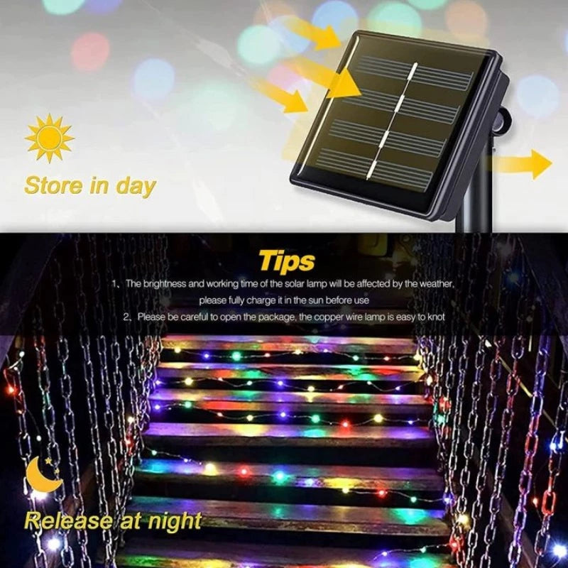 Solar String Lights Copper Wire String Lights Garden Light Outdoor Waterproof Christmas Decoration