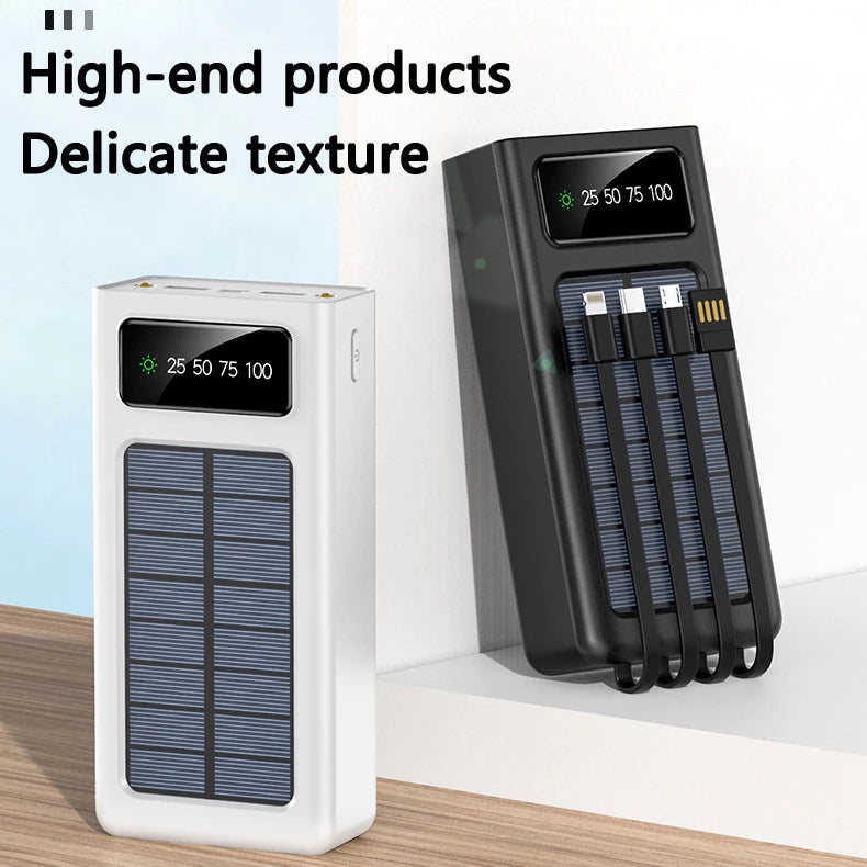 PowerBank Original Solar Powerbank Waterproof with 4 Cables Fast Charger Digital
