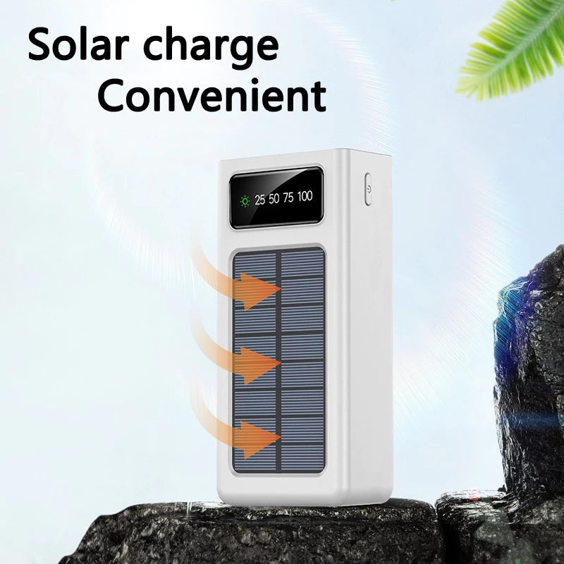 PowerBank Original Solar Powerbank Waterproof with 4 Cables Fast Charger Digital