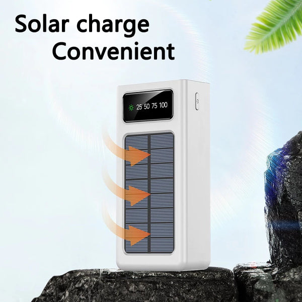 PowerBank Original Solar Powerbank Waterproof with 4 Cables Fast Charger Digital