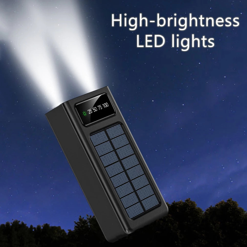 PowerBank Original Solar Powerbank Waterproof with 4 Cables Fast Charger Digital