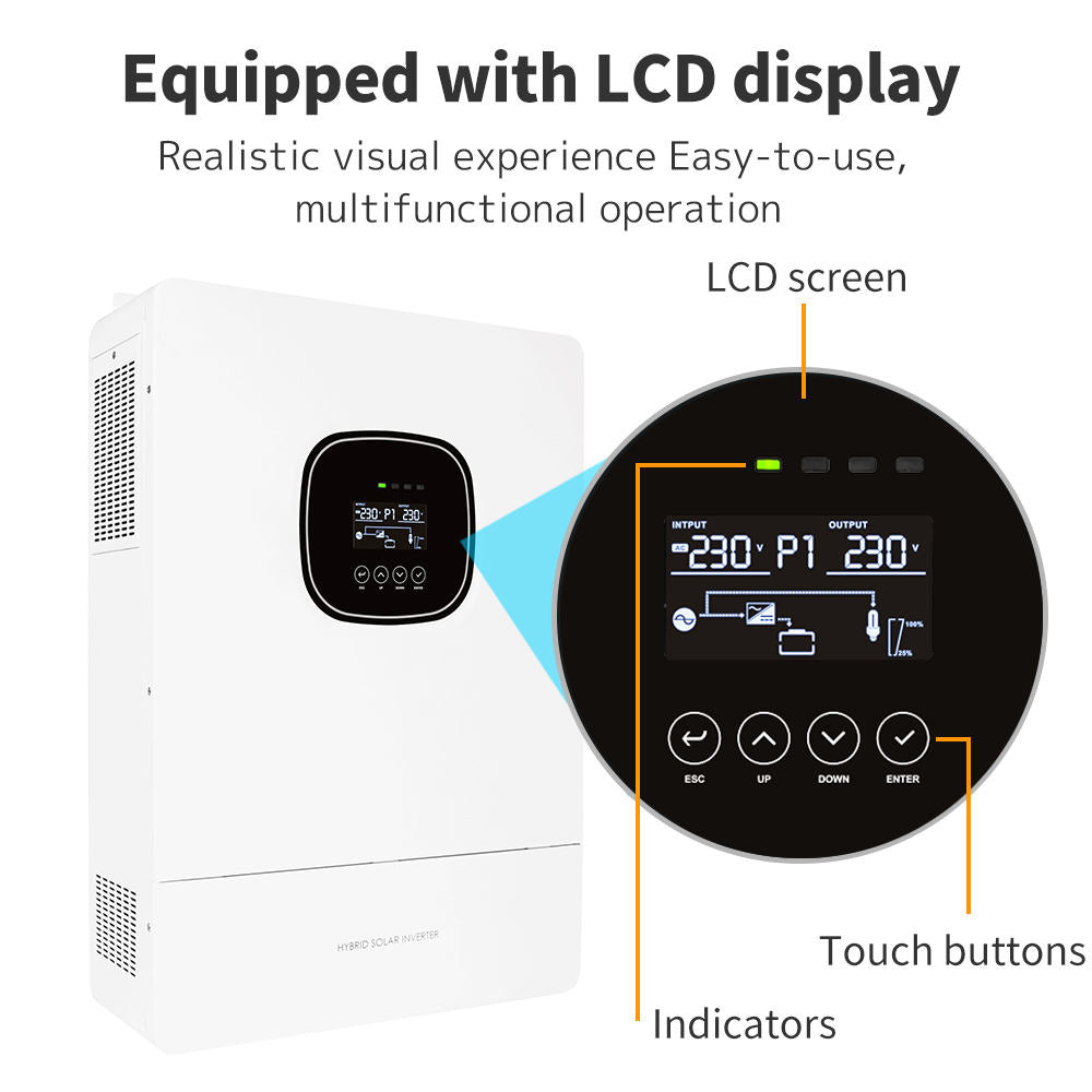 24v 48v Dc to 220v-240v Ac Single Phase Frequency Inverter Solar Inverter Price 3.6kw 5kw Hybrid Inverter for Home